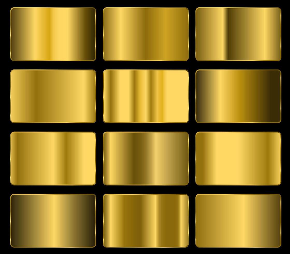 Big set of gold gradients. gold metal gradient palette. vector