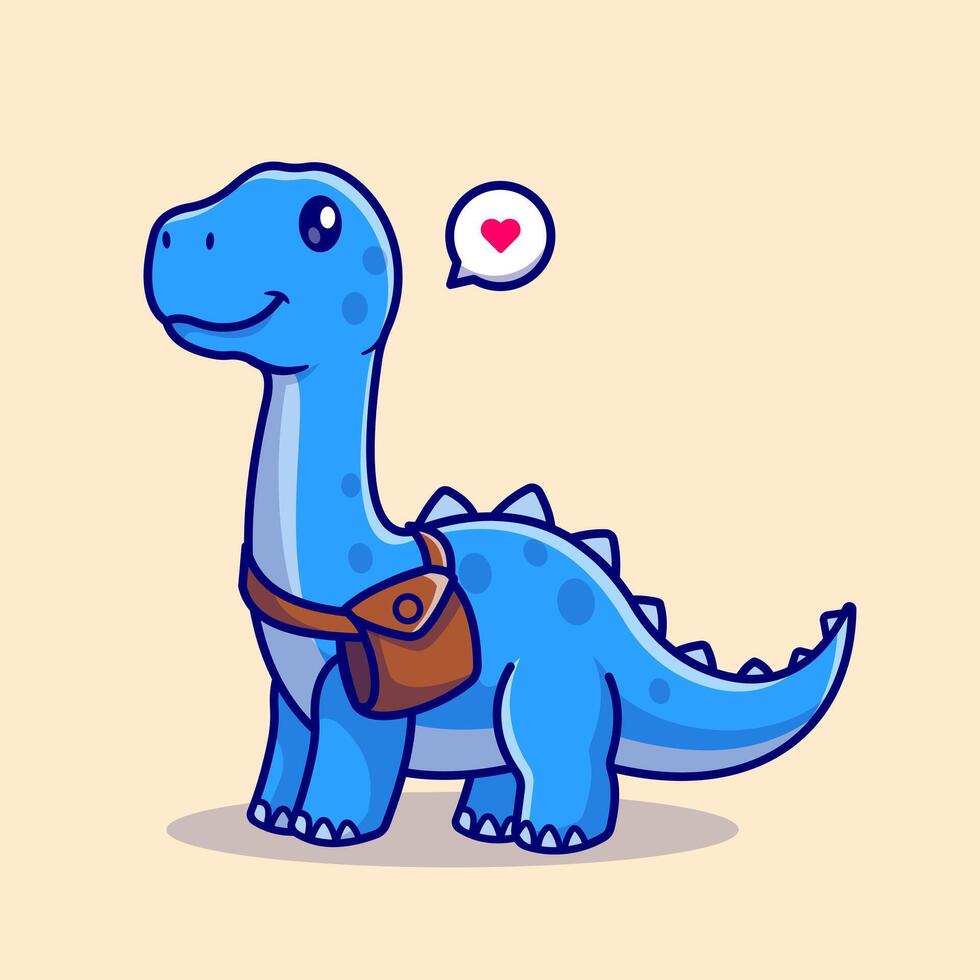 Cute Brontosaurus Bring Bag Cartoon Illustration vector