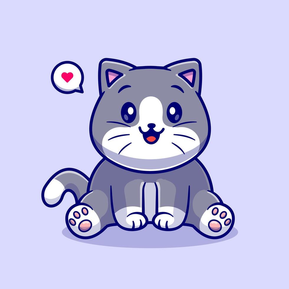 Cute Fat Cat Sitting Cartoon vector