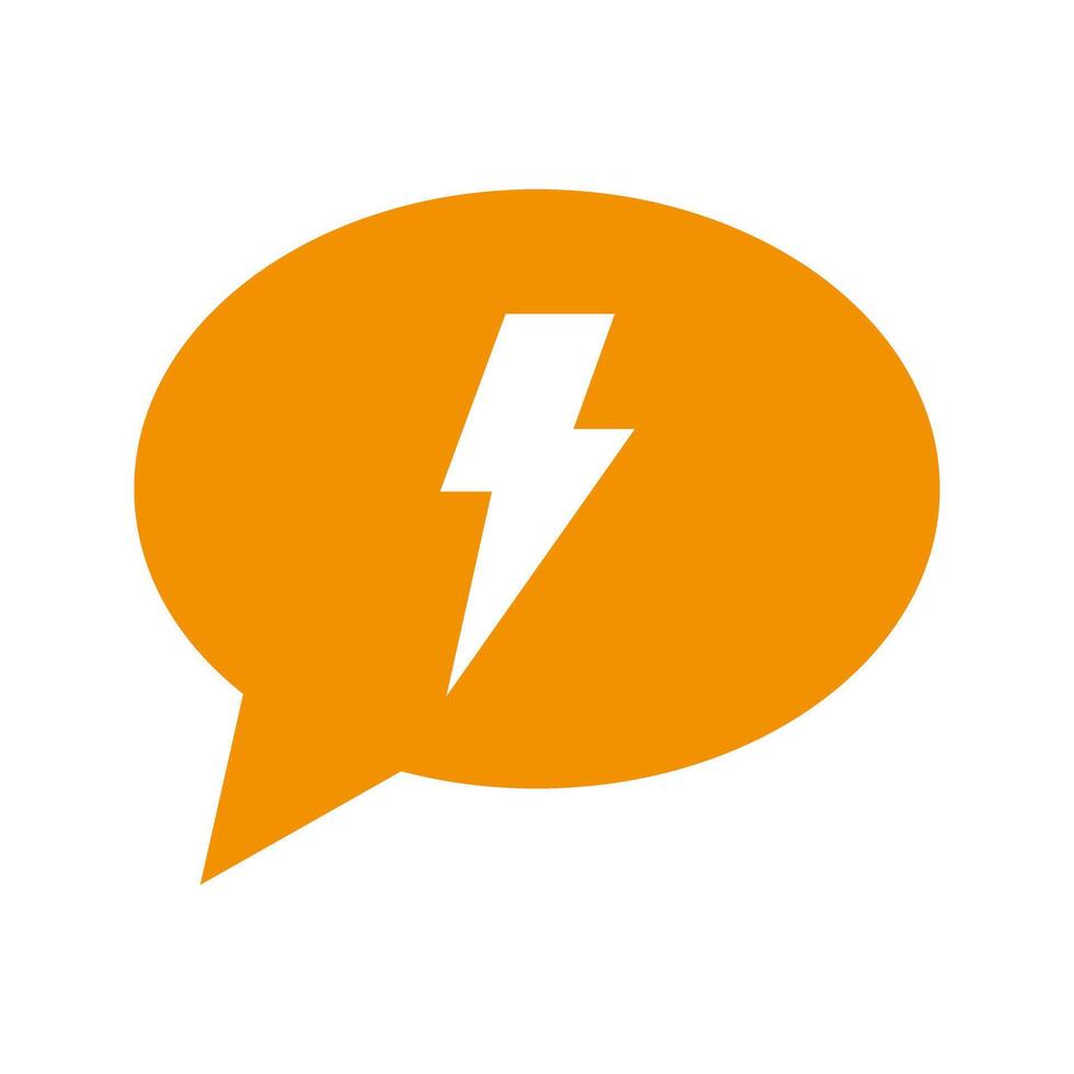 chat bubble with lightning bolt icon vector