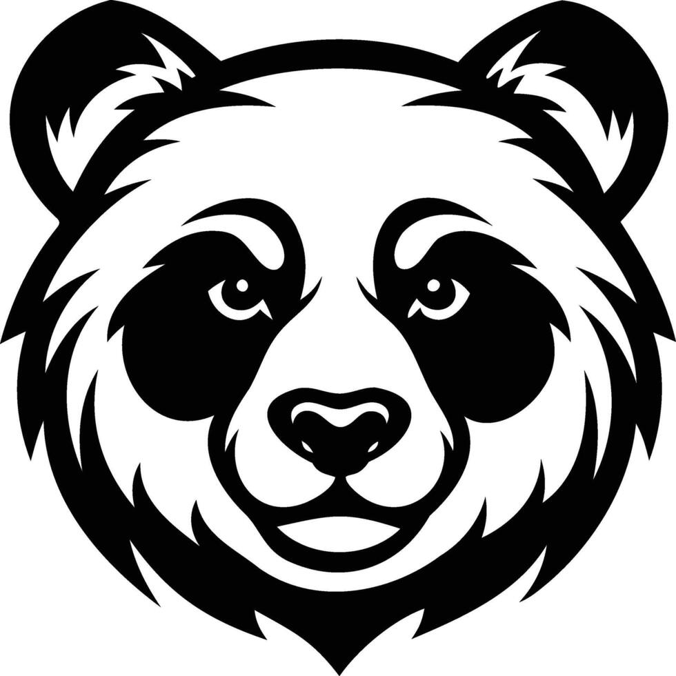 Charming Panda Head Silhouettes Simplicity in Black and White vector