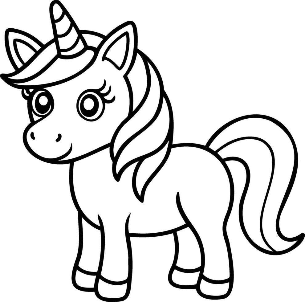 Magical Unicorn Coloring Page Silhouettes for Creative and Enchanting Designs vector