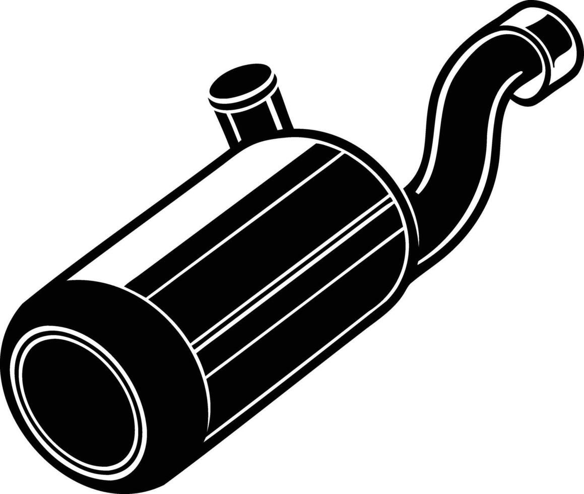 Industrial Exhaust Muffler Silhouettes for Automotive and Mechanical Designs vector