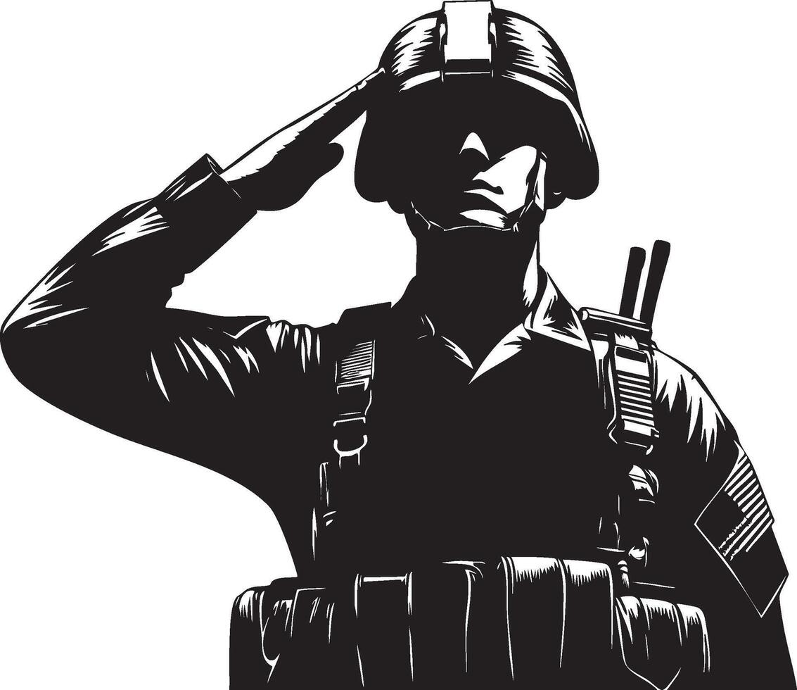 Army Soldier in Salute Pose vector
