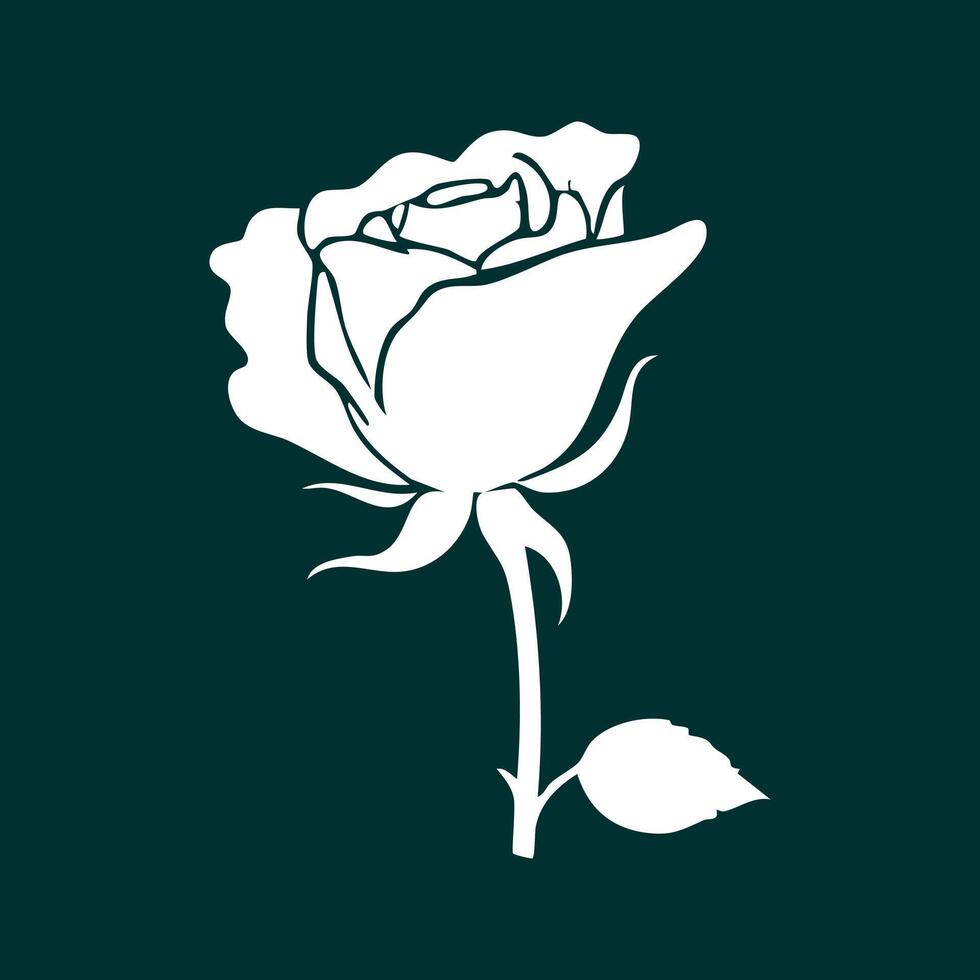 Single Rose Silhouette vector