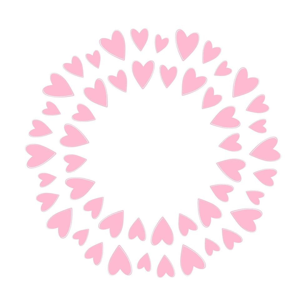 Freehand Black hearts Circular Frame border in trendy minimalism. Black Day Copy space Template idea. Isolated illustration Thematic cards or web promo leaflet wallpaper, price, label, wrapping vector