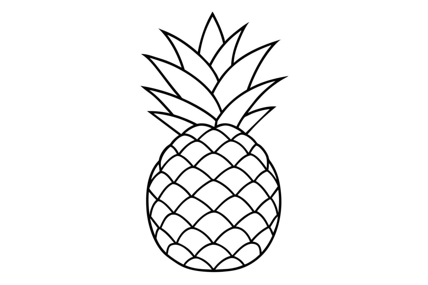 Black line drawing of a pineapple. vector