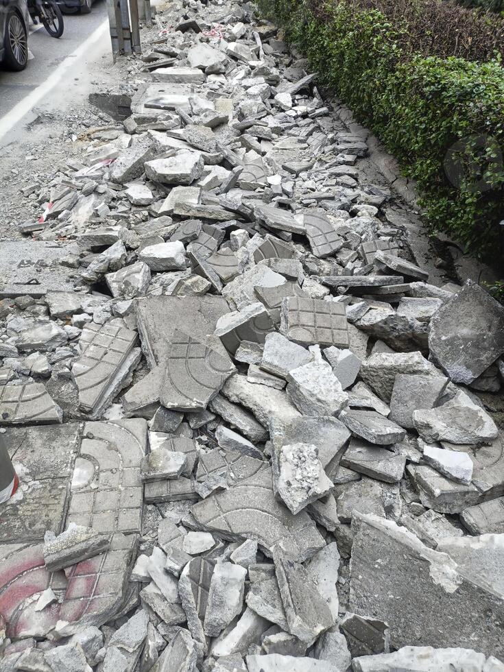 many scrap of bricks for footparth photo