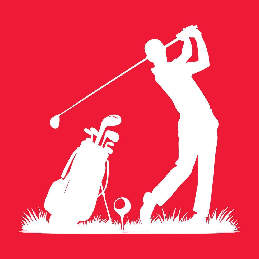 Golfer in Action Silhouette Art vector