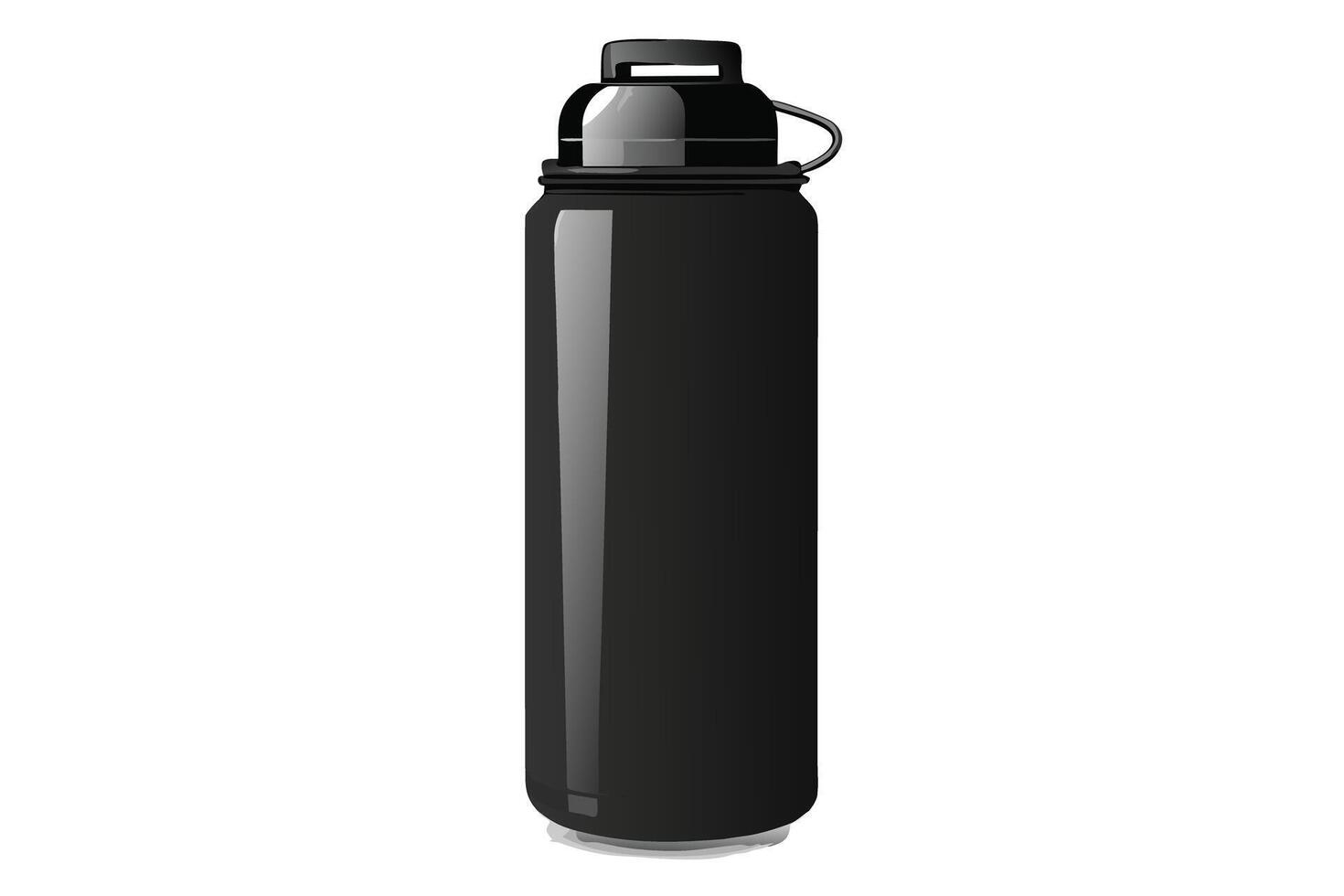 Sleek black water bottle, perfect for outdoor adventures. vector