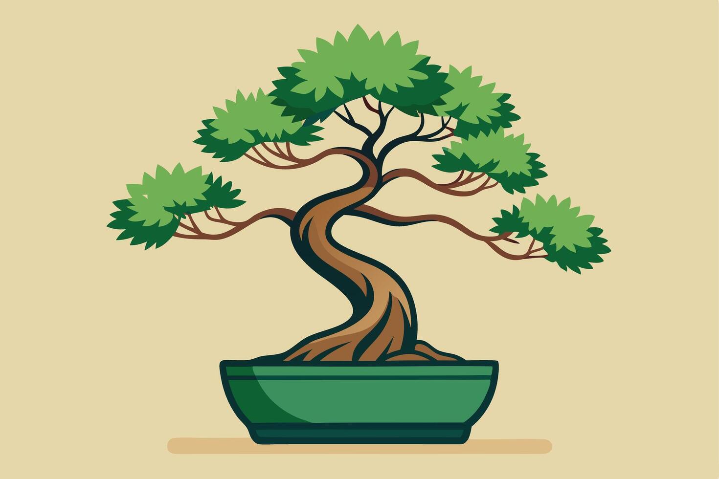 A stylized bonsai tree in a pot design vector