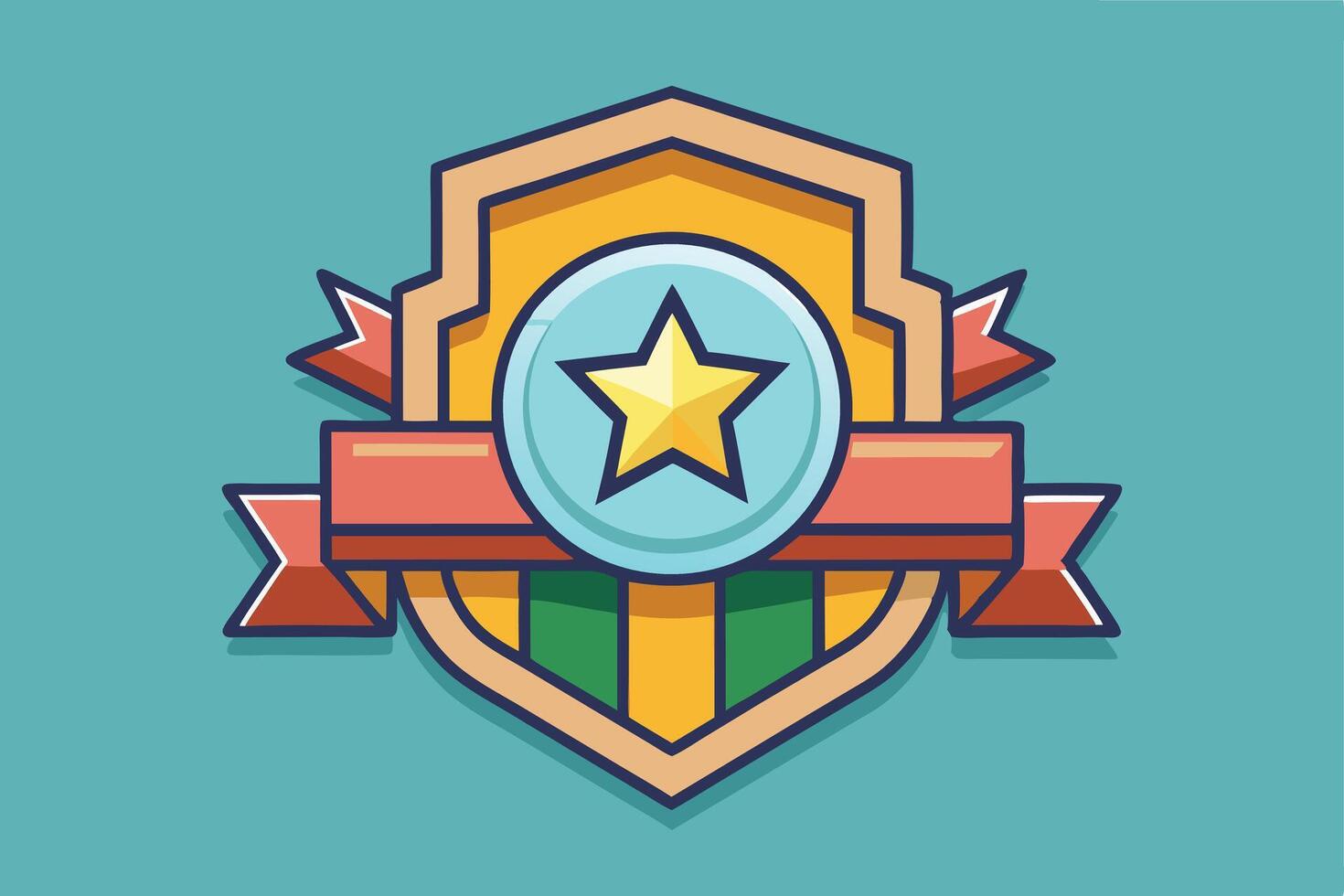 Award Emblem with Star and Ribbon vector
