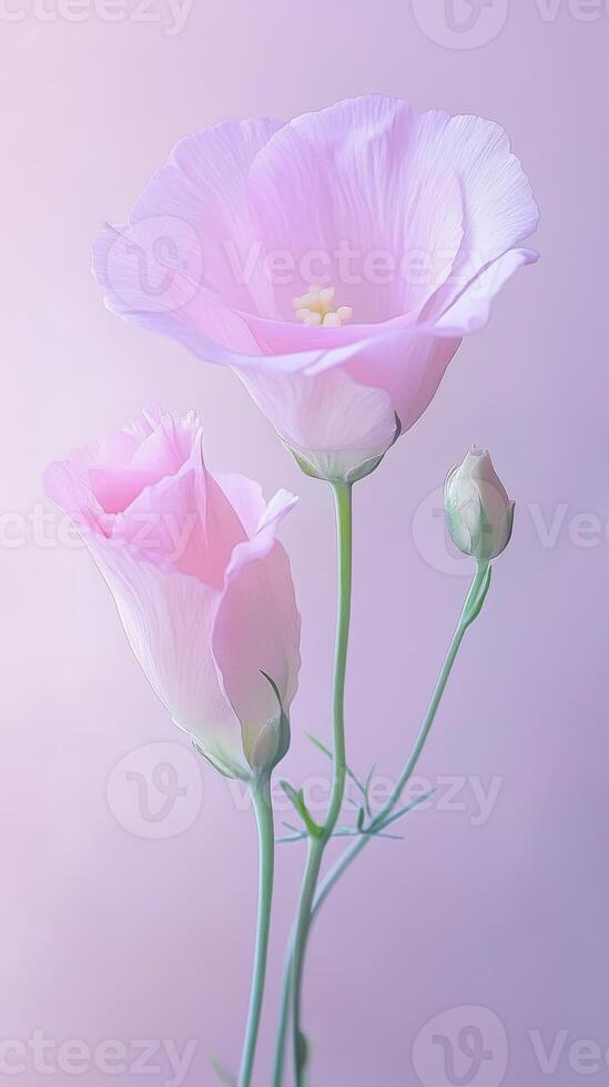 Delicate pink flowers on pastel background, floral beauty and elegance concept photo