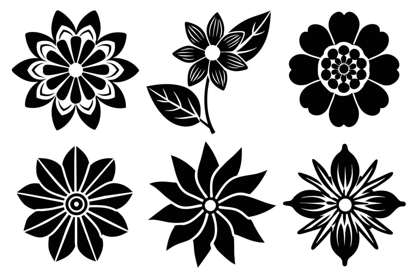 Decorative black and white flower designs vector