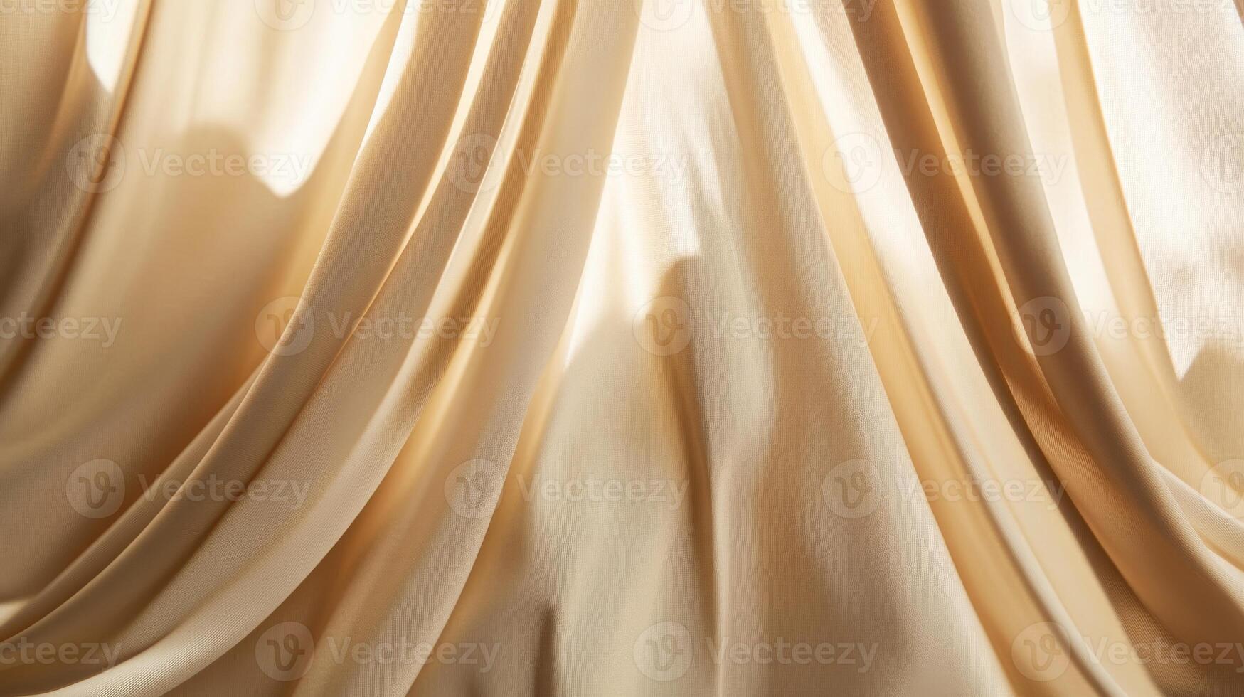 Cream colored silk curtain with soft drapes and elegant folds. Luxury texture and fashion material concept photo