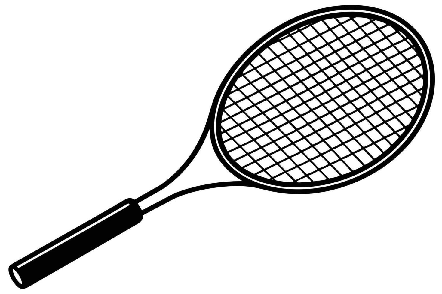 Simple black and white tennis racket graphic vector