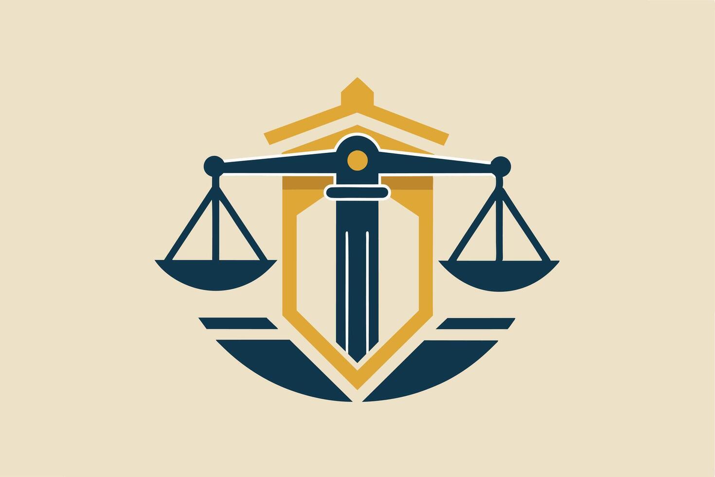 Law firm logo featuring scales of justice and pillars. vector