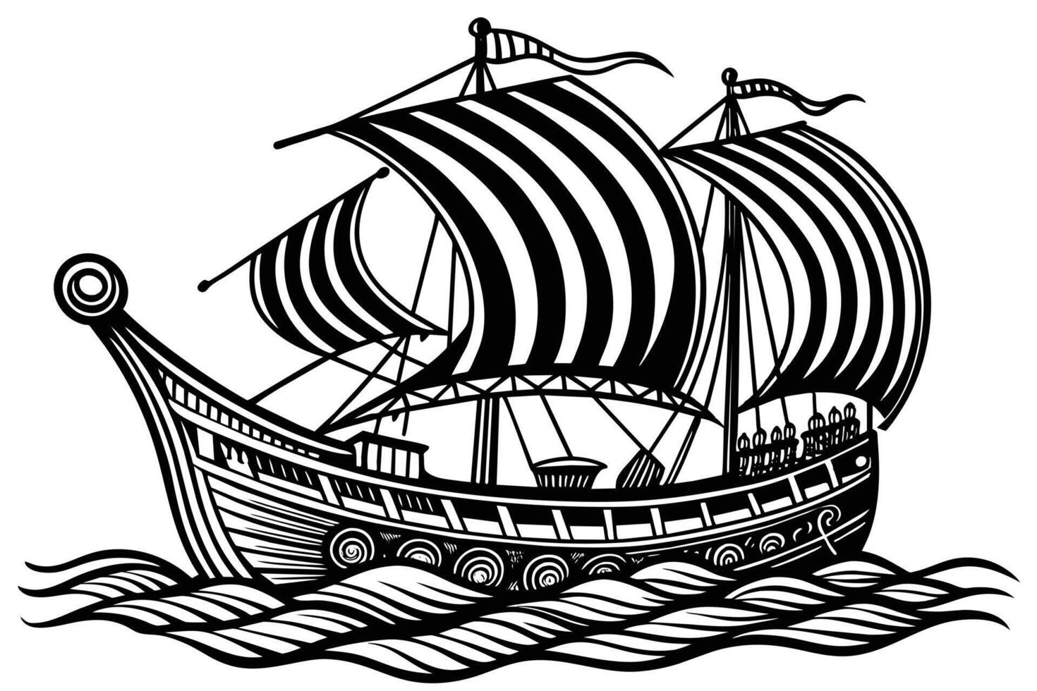 A illustration of a sailing ship. vector