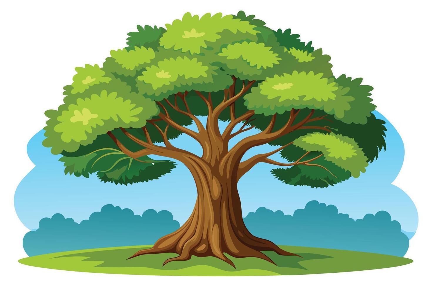 A Tree in a Peaceful Landscape Illustration vector