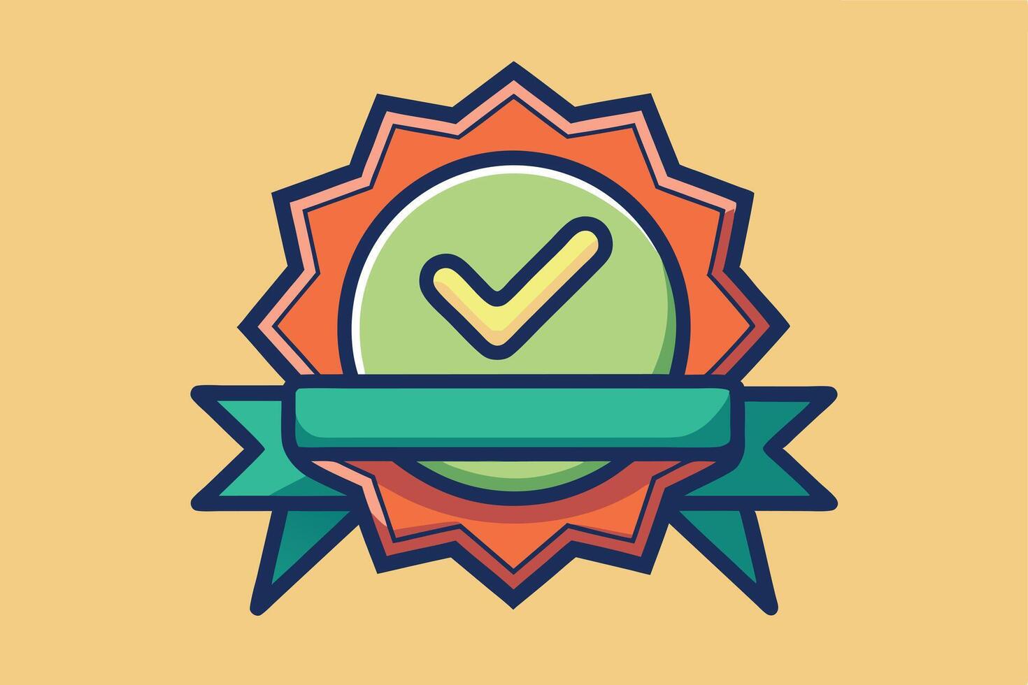 Colorful Cartoon Award Emblem with Star and Ribbon vector