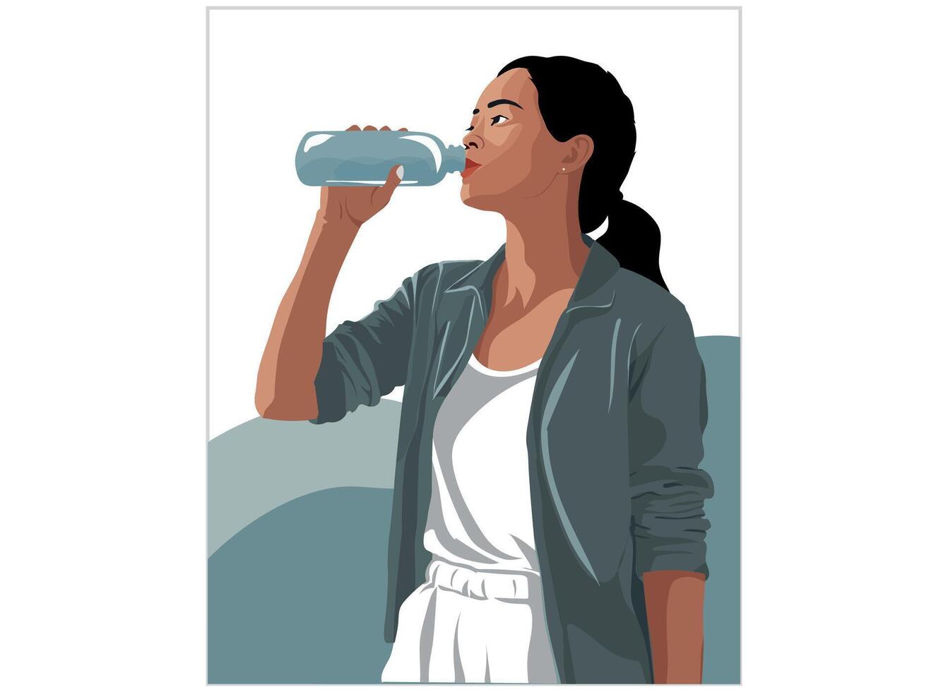 Girl Drinking Water vector