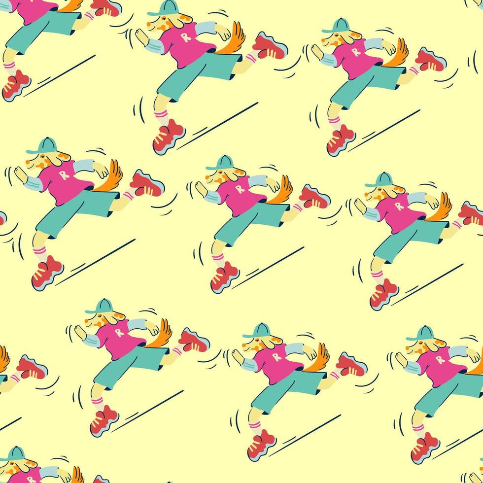 seamless pattern with running dog vector