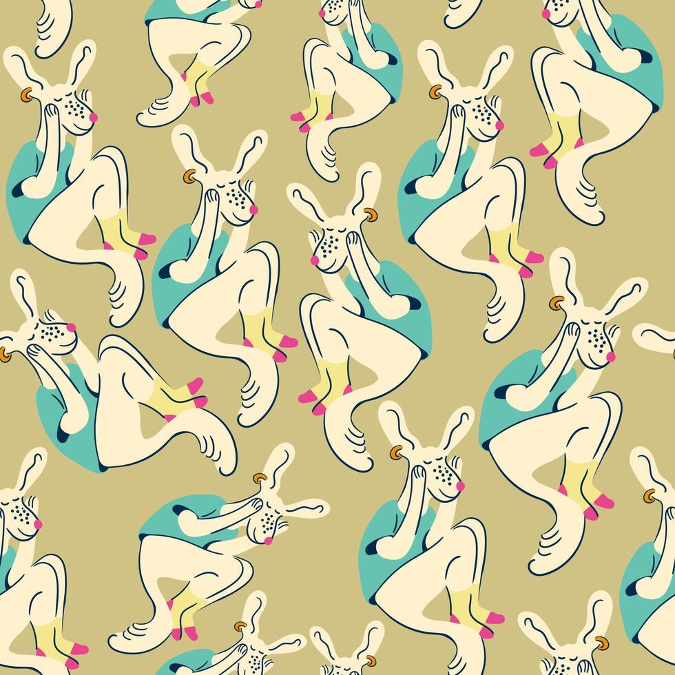 seamless pattern with shy dog vector