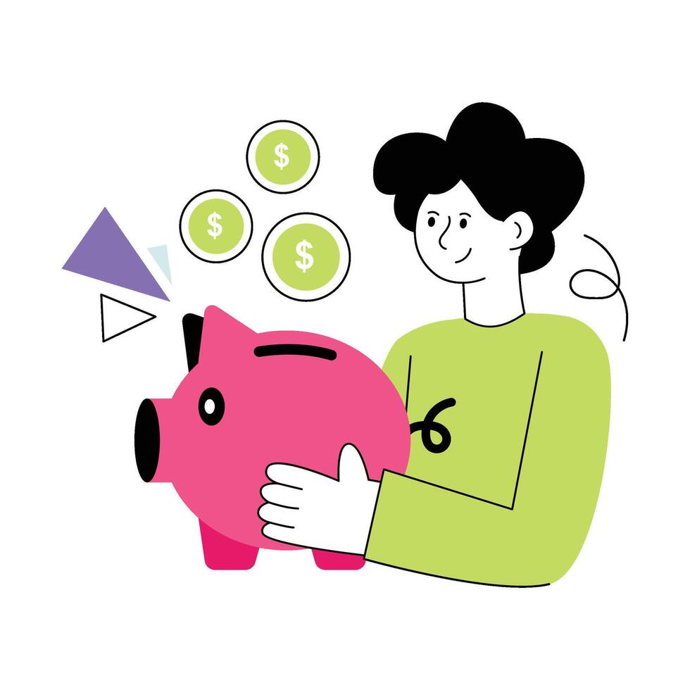 Saving Money Flat Style Design illustration. Stock illustration vector