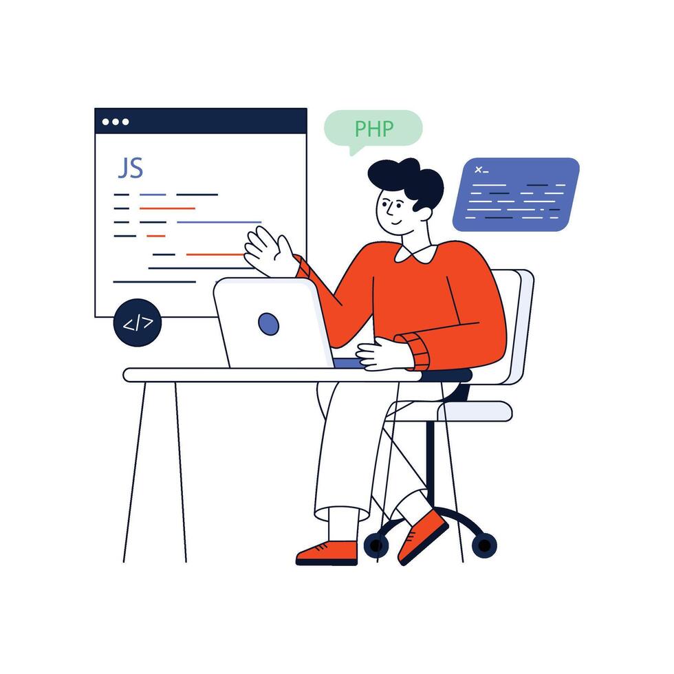 Web Coding Flat Style Design illustration. Stock illustration vector
