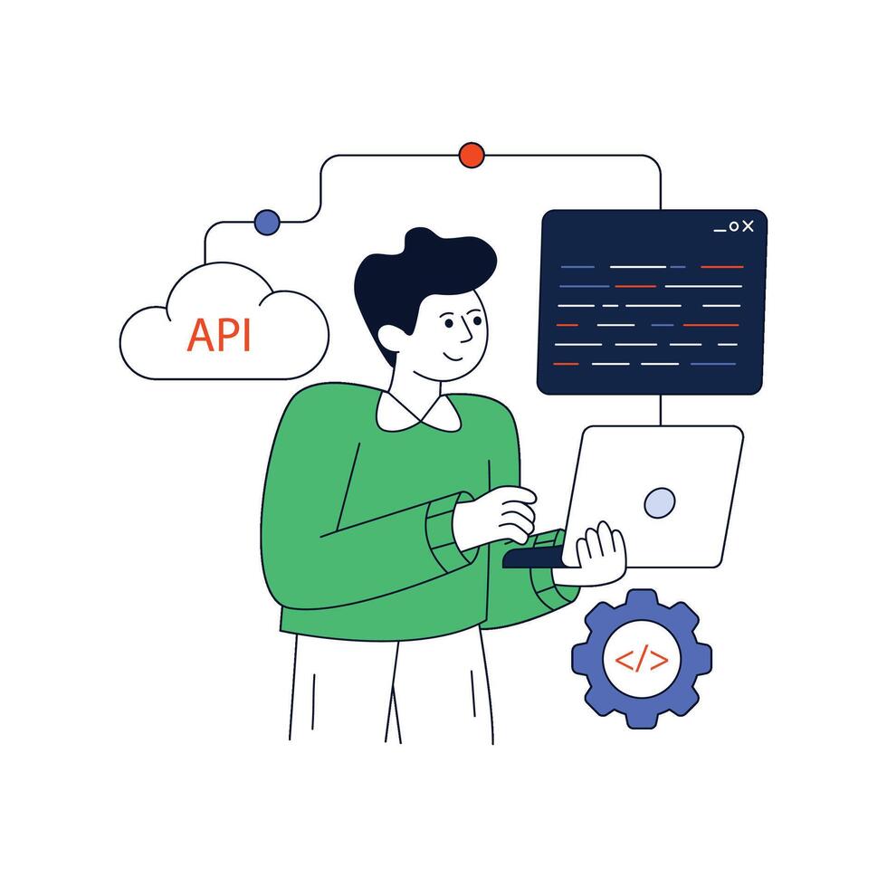 Web Api Flat Style Design illustration. Stock illustration vector