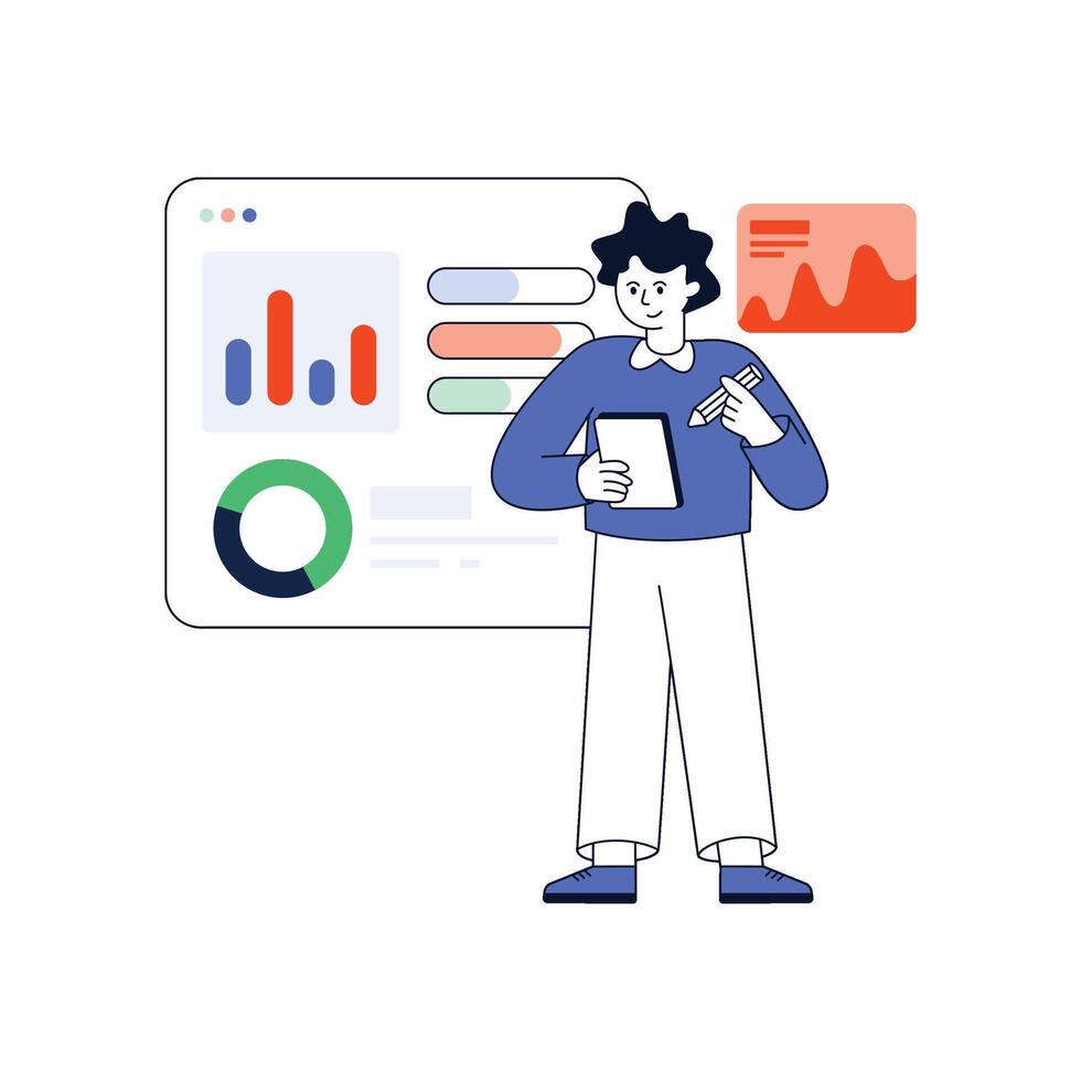 Seo Analytics Flat Style Design illustration. Stock illustration vector