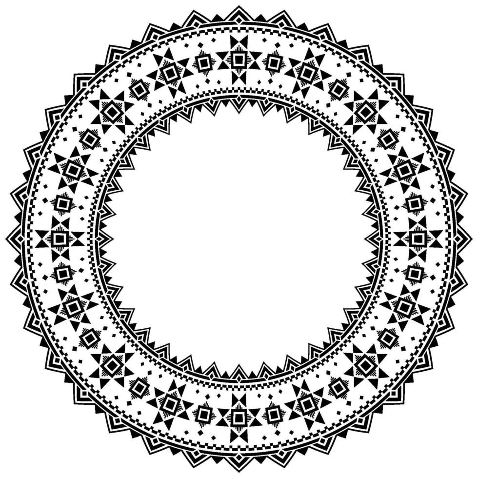 Classic Native Mandala Border with Floral and Baroque Element. vector