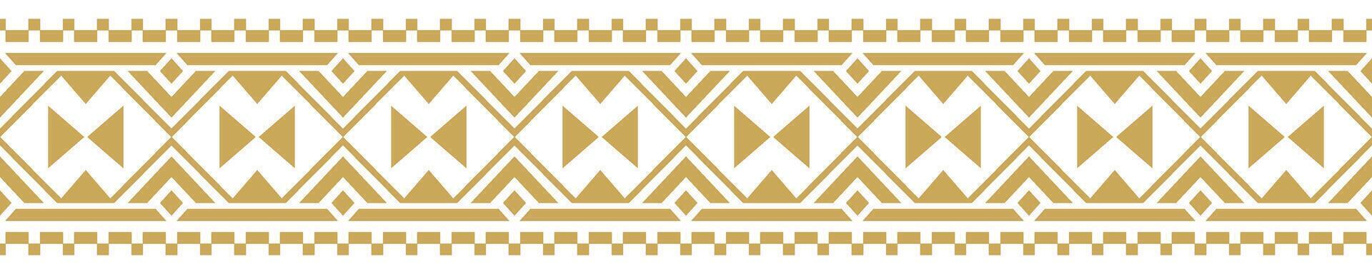 Timeless Ethnic Border Design in Gold Inspired by Native and Oriental Textile. vector