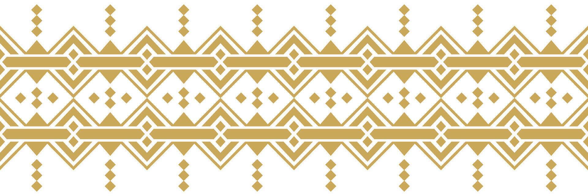Gold Ethnic Border Pattern Featuring Abstract and Geometric Tribal Native Design. vector
