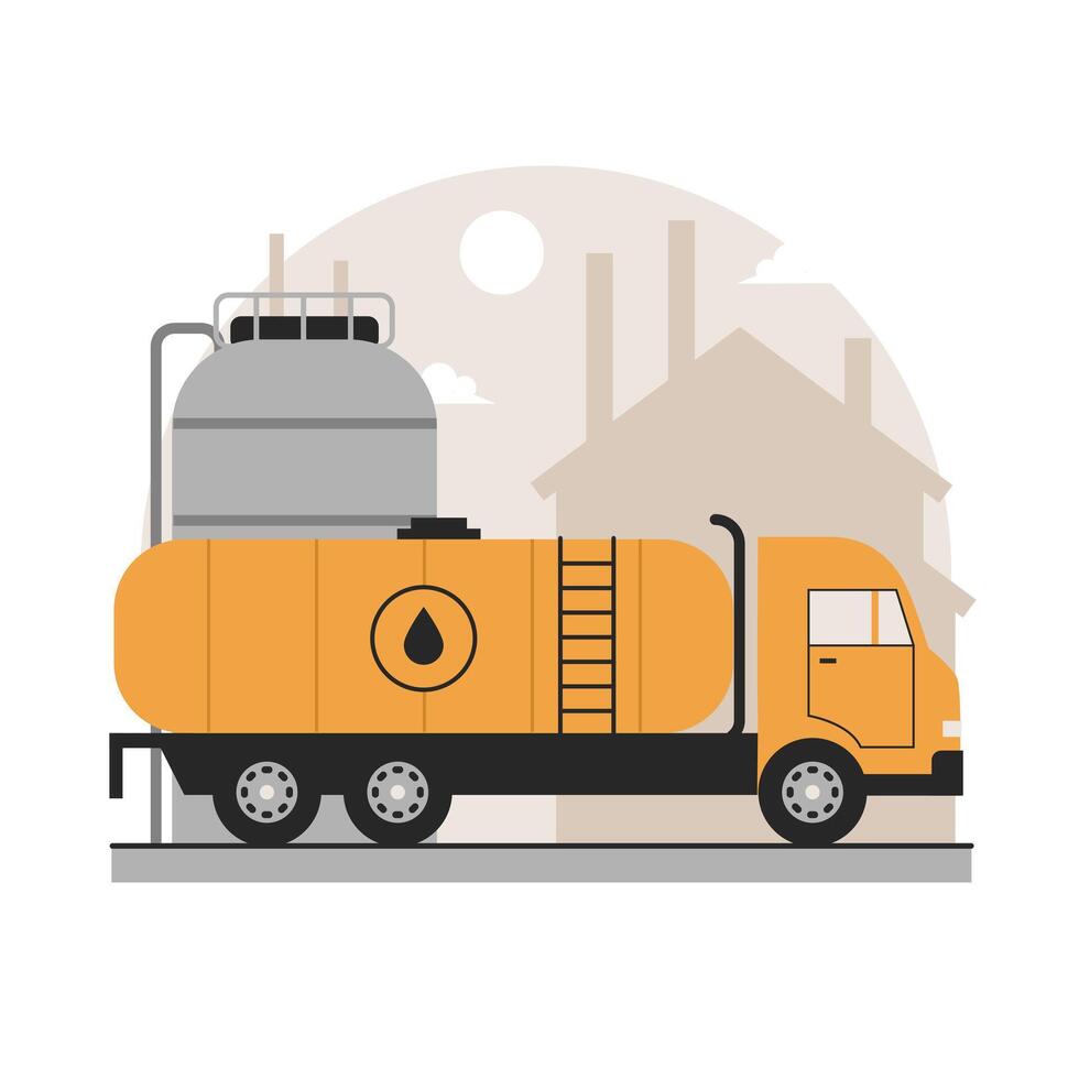 Oil tanker truck illustration. Oil and gas industry concept vector