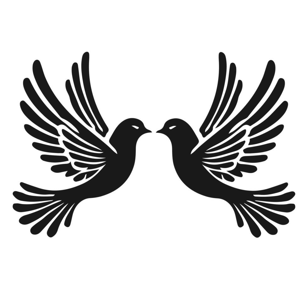 A minimalist bird icon silhouette, showcasing outstretched wings and a sleek form, set against a white background, symbolizing freedom and elegance. vector