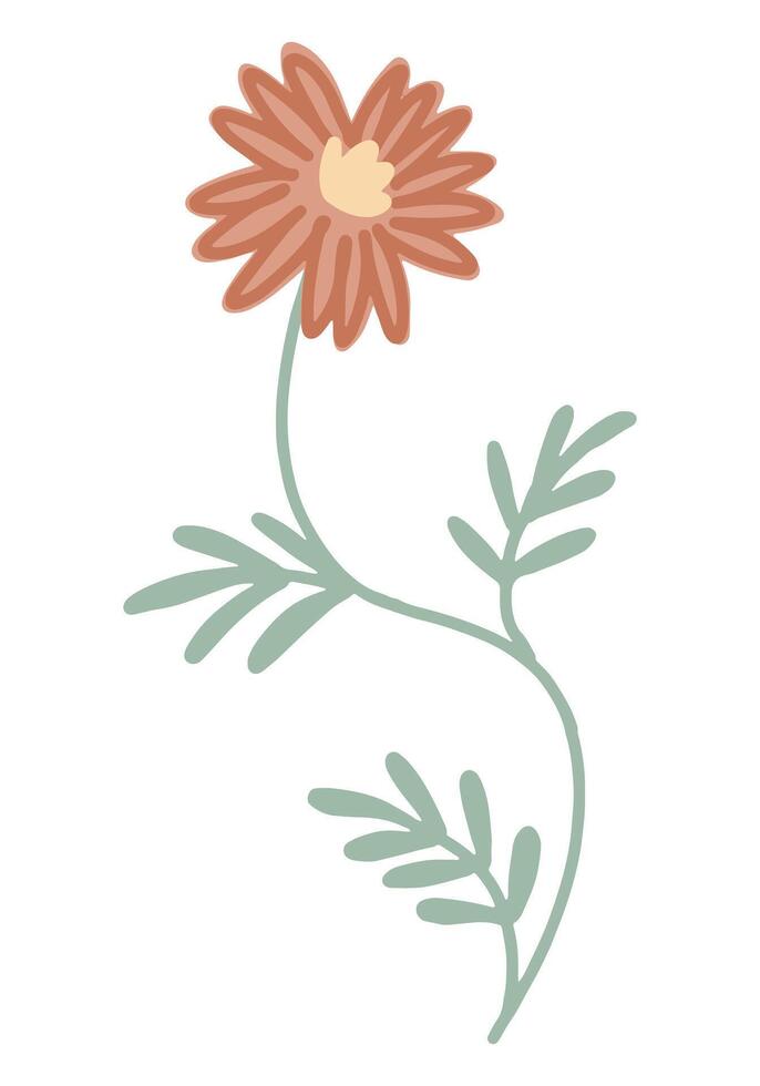 Clipart of simple flower. Abstract botanical illustration isolated on white. vector