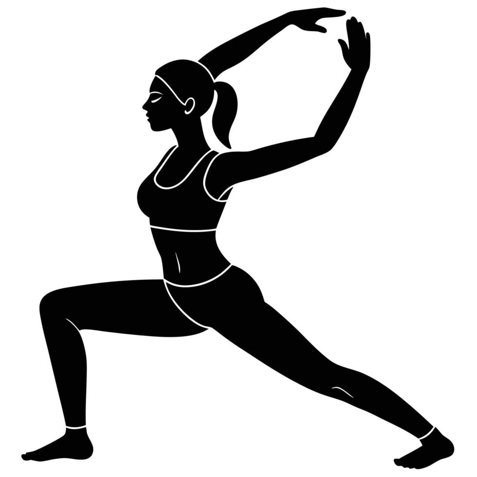 Anjaneyasana crescent lunge yoga pose on white background vector