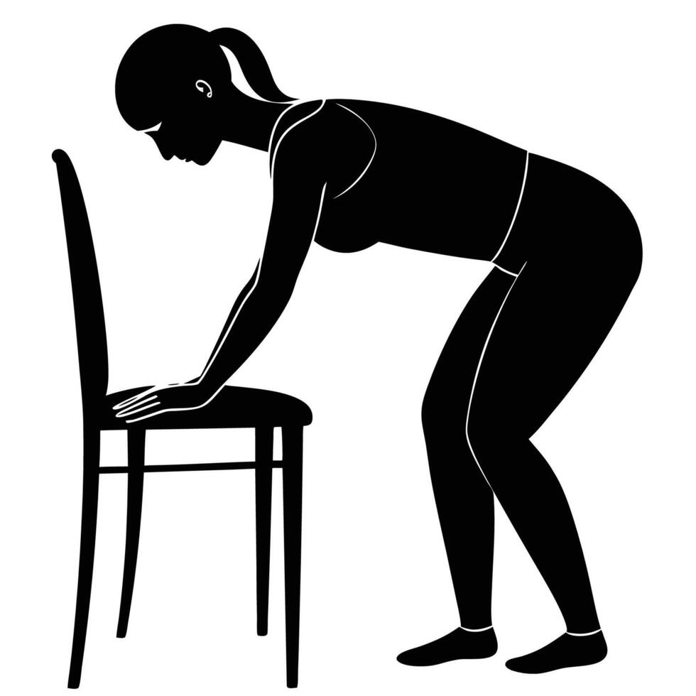 Forward fold to chair yoga pose on white vector
