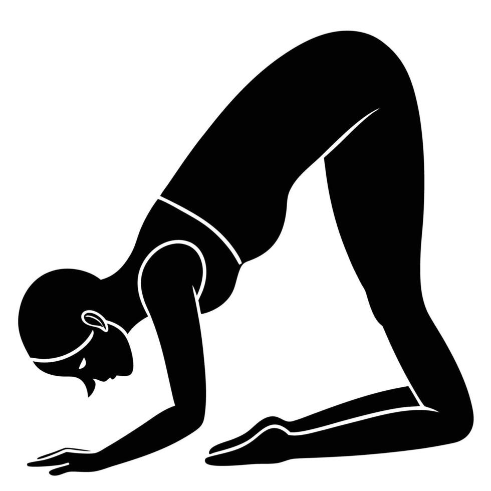 Plow pose yoga Halasana displayed on white background vector