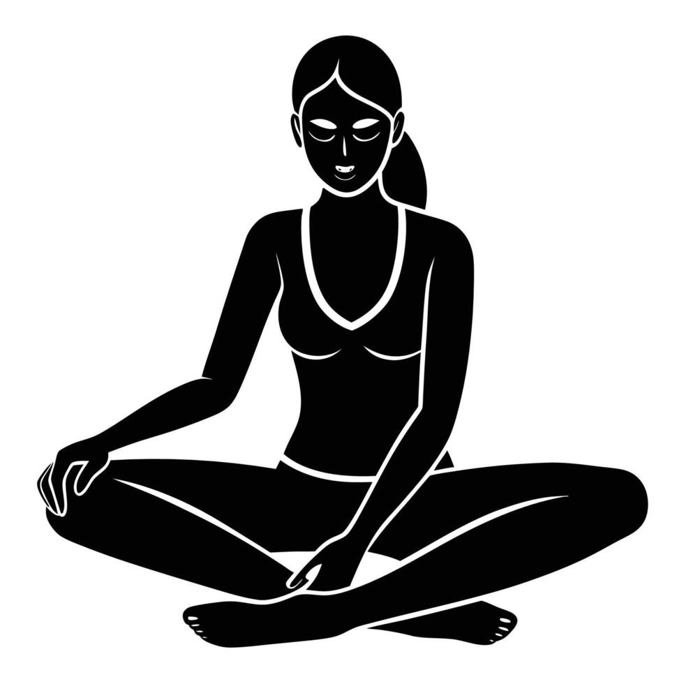 Female yogi demonstrating head-to-knee pose on white background vector