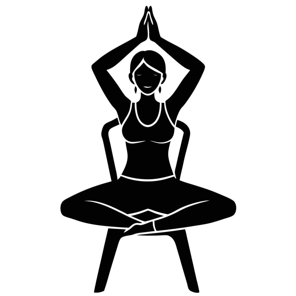 Yoga position revolved chair pose for posture alignment vector