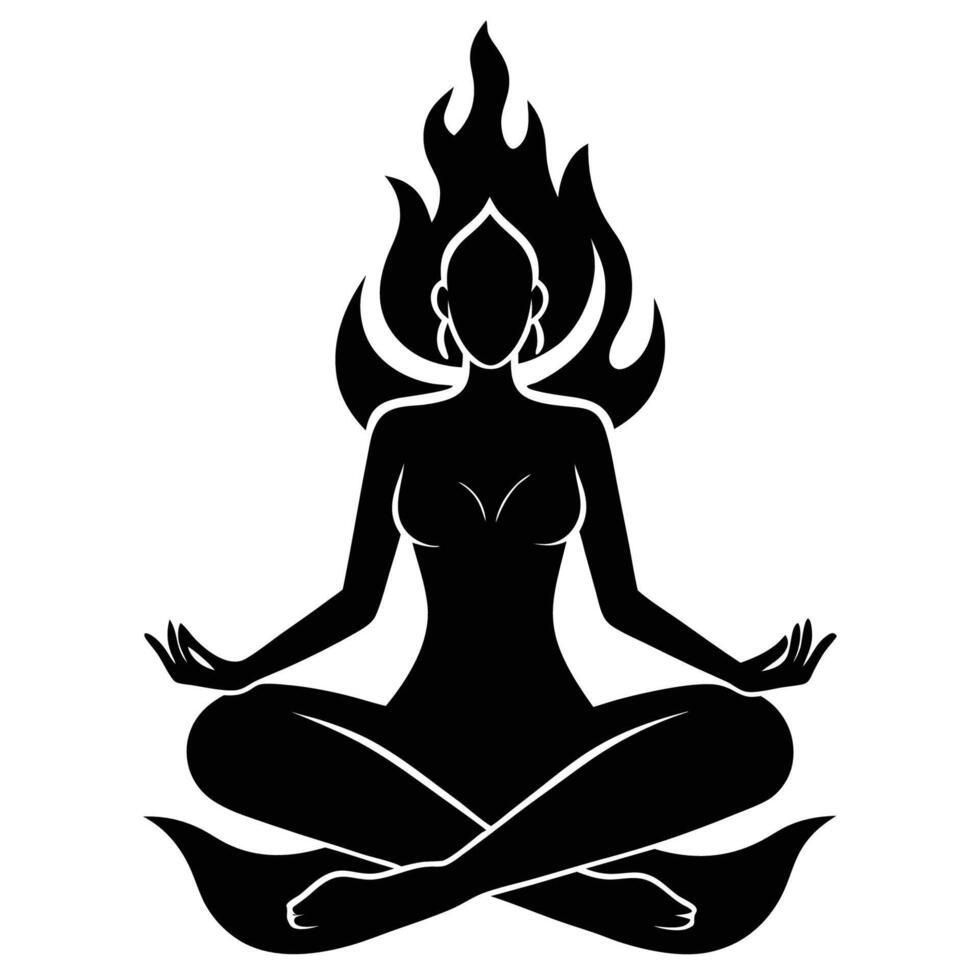 Yoga woman seated in fire log pose on white vector
