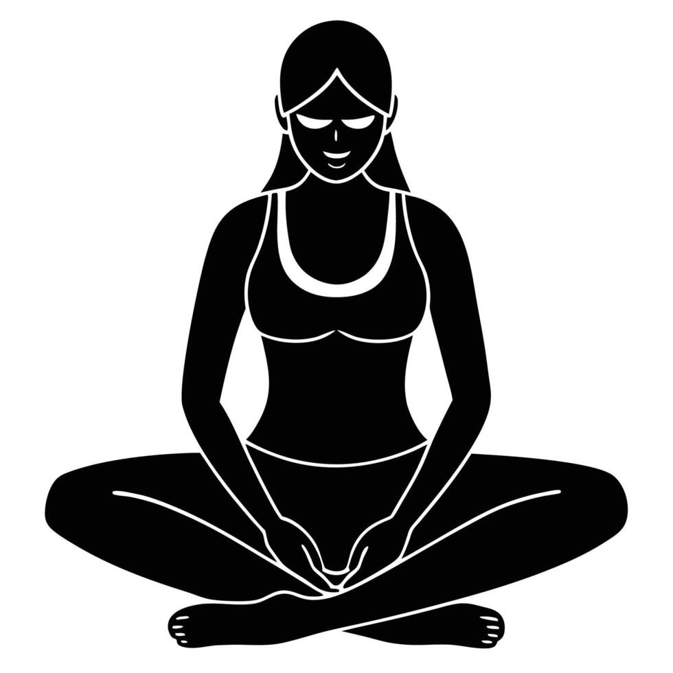 Yoga practitioner in head-to-knee stretch on white background vector