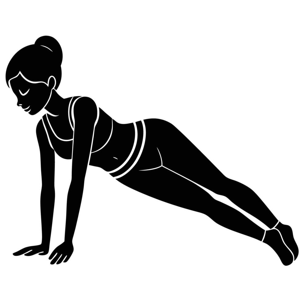 Yoga plank and side plank pose on white background vector