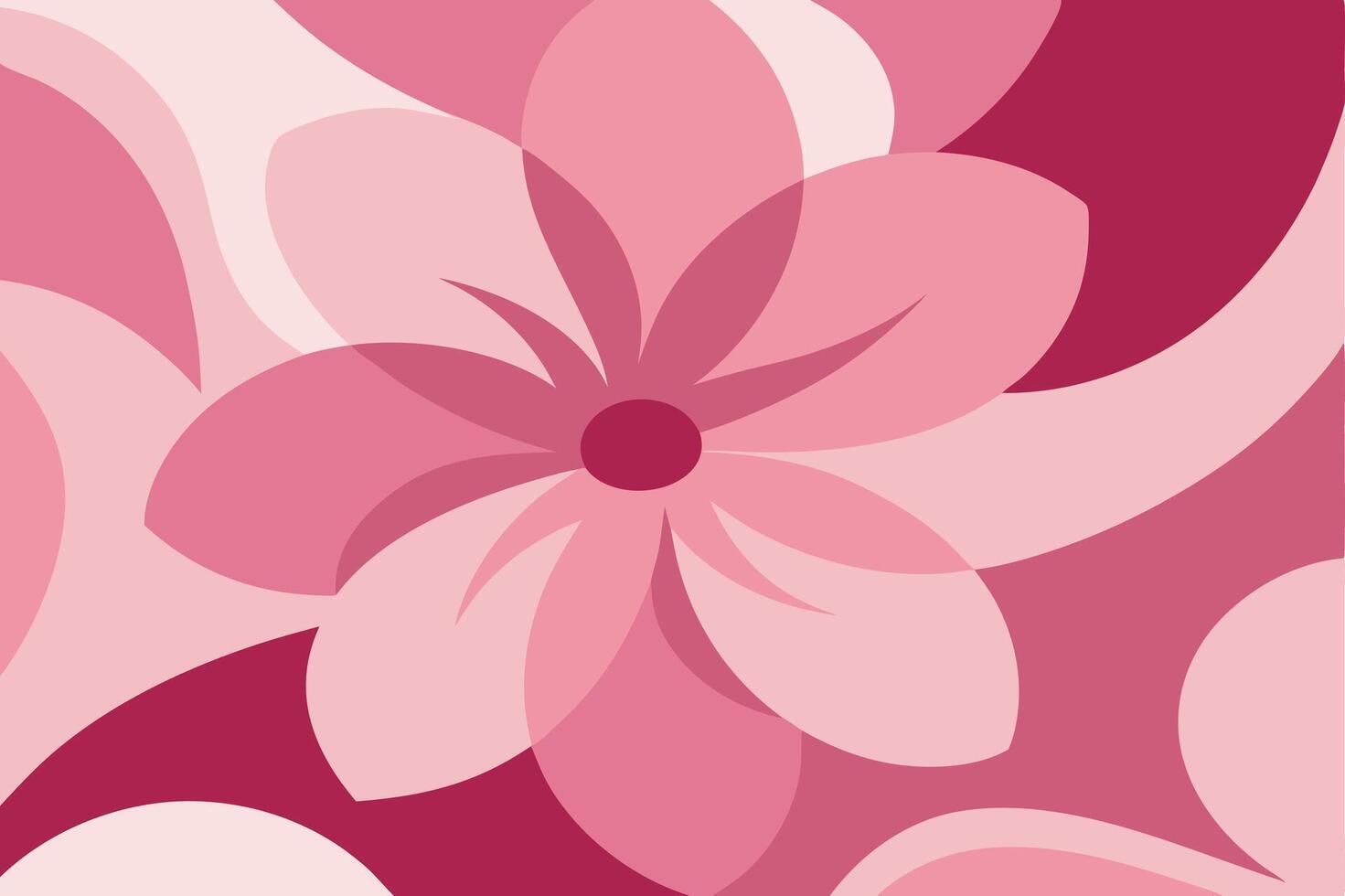 Abstract Pink Flower Design Curved Petals, Soft Hues, Geometric Art. vector