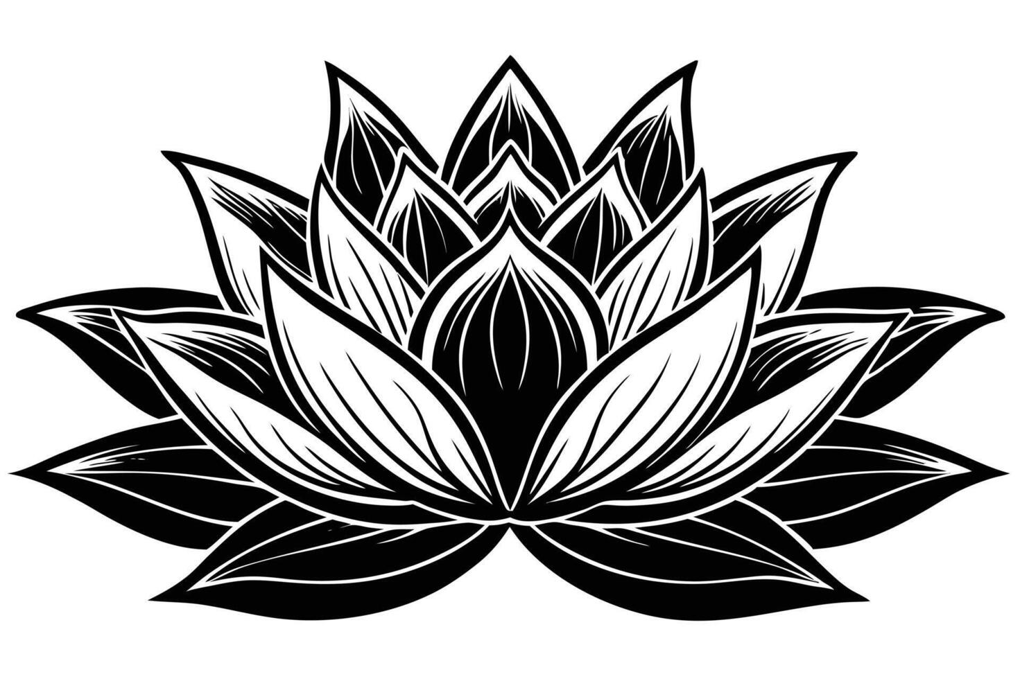 Elegant Black and White Lotus Flower Design. vector
