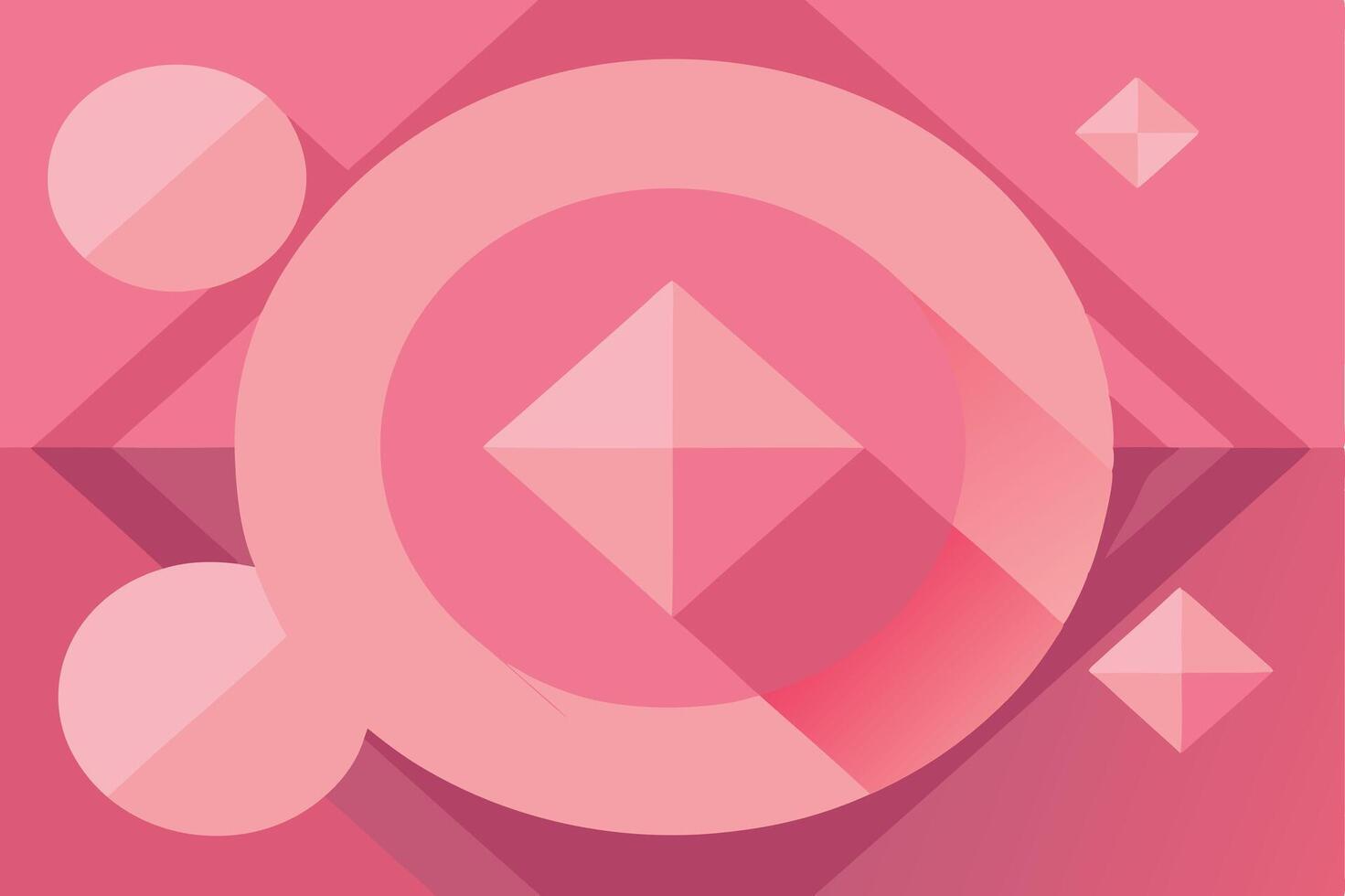 Abstract Pink Geometric Shapes Circles, Diamonds, Triangles, Design. vector