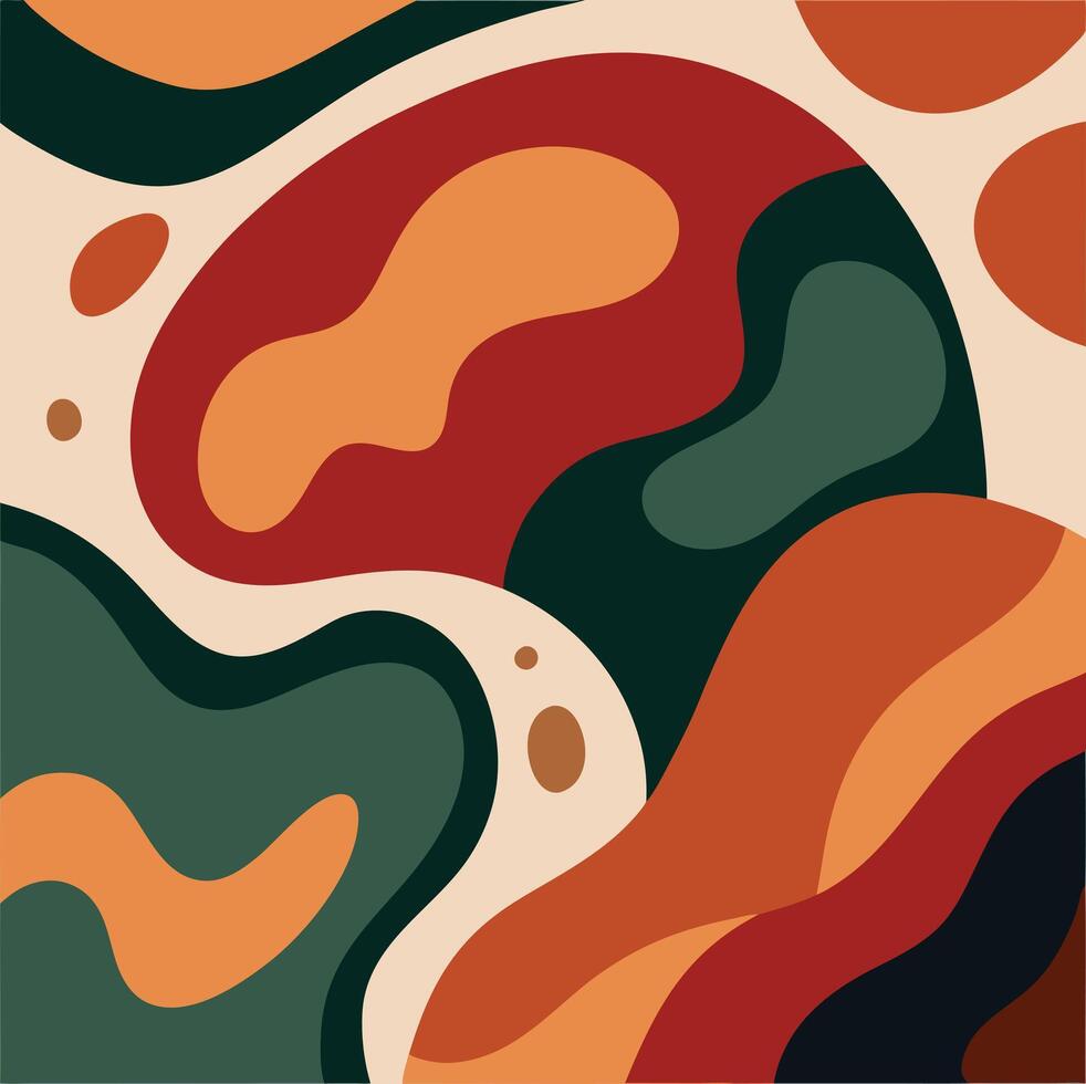 Abstract Autumnal Organic Shapes Modern Art Wallpaper Design. vector
