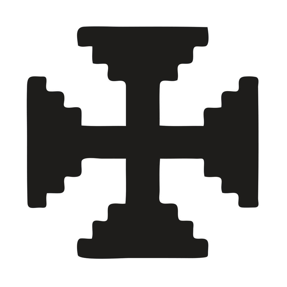 A striking, black and white graphic design of a Christian cross. vector